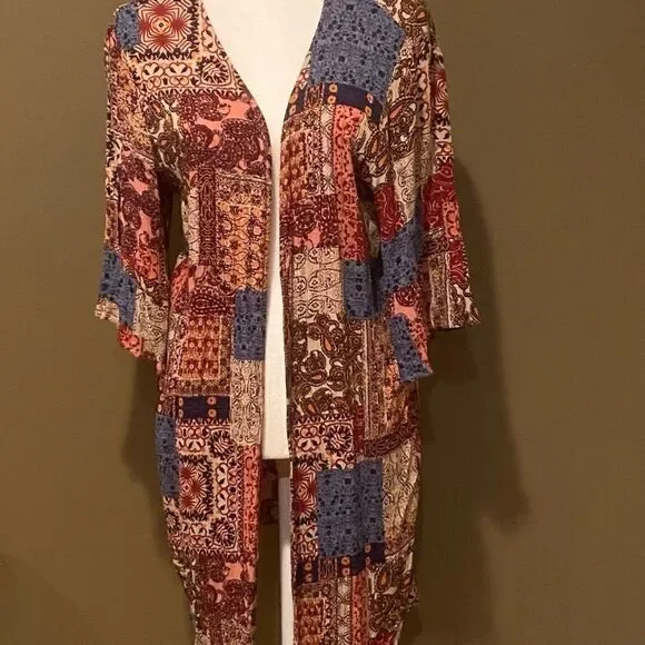 L Love Multi Pattern Cardigan Size Large - Picture 10 of 10